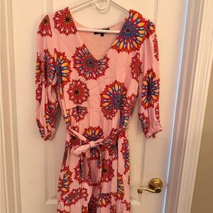 Gibson Pink Floral Long Sleeve Dress